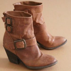 Lucky Brand Tommie Brown Leather Western Ankle Bootie 9.5
